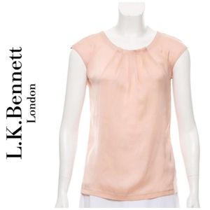 L.K. Bennett silk pleated top peach colored